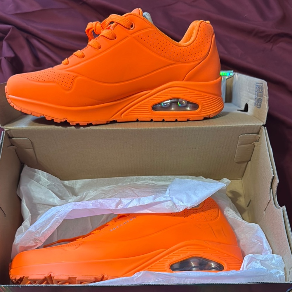 Skechers Orange Athletic Sneakers with Air Cushion